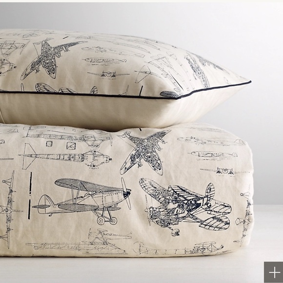 Restoration Hardware Aviation Print Cream Duvet cover - Picture 1 of 4